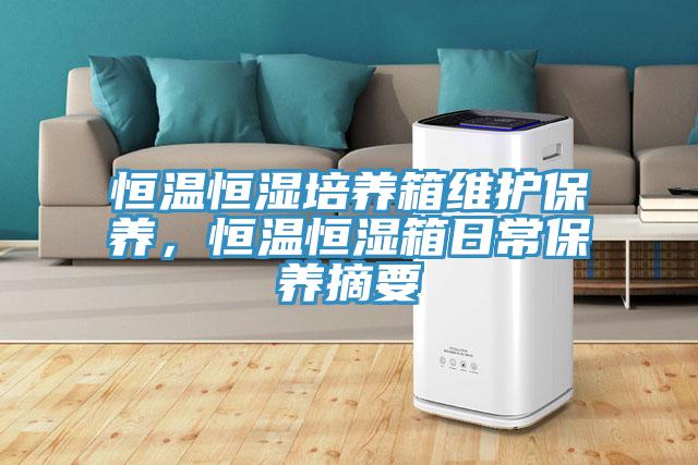 恒温恒湿培养箱维护保养，恒温恒湿箱日常保养摘要